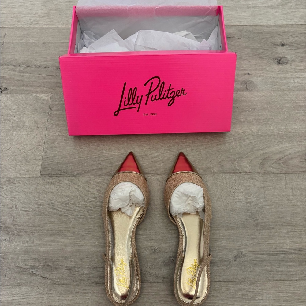 Lilly Pulitzer Dorsee Slingback Flats - Natural - Size 7